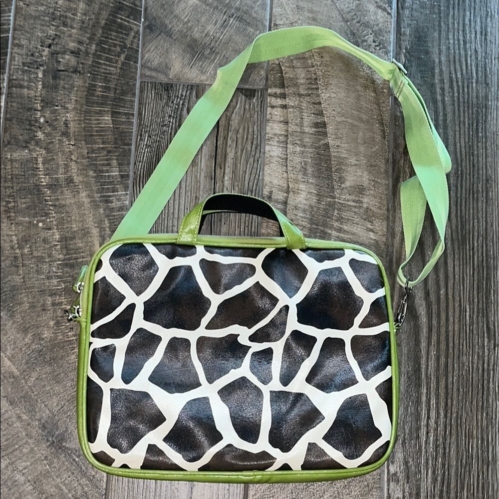 Swiss Mobility Green and Brown animal Print laptop Bag